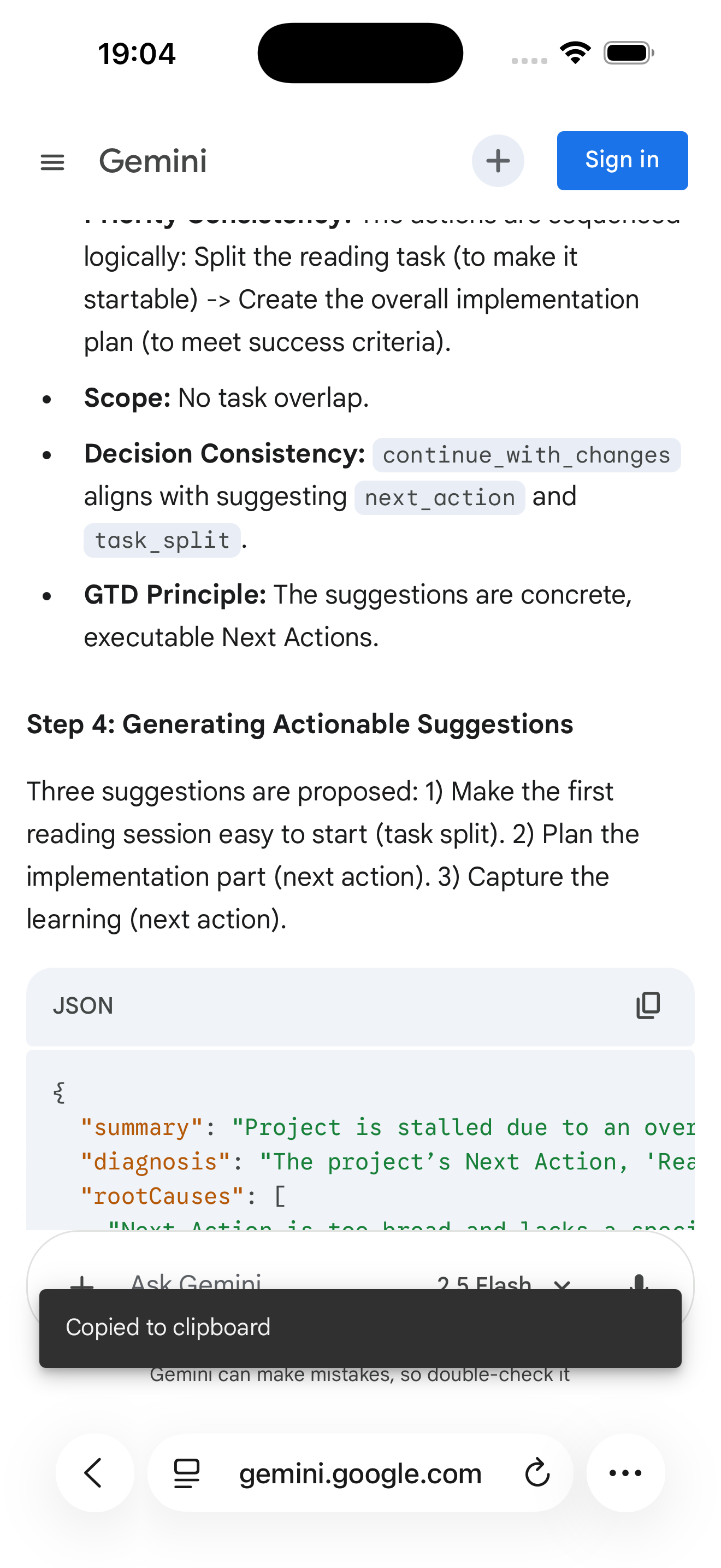 Copy AI Analysis Result